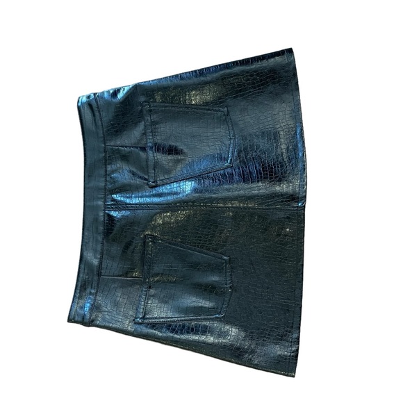TORN By RONNY KOBO The Donnie Skirt Asymmetric Faux Leather Metallic Croc New - Picture 12 of 15